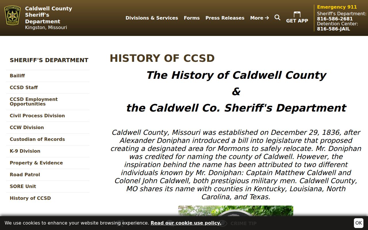 Hamilton criminal records history within Caldwell County justice and jail facilities