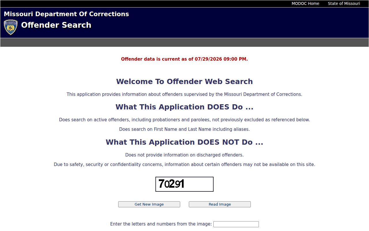 Caldwell County criminal history search using Missouri offender records